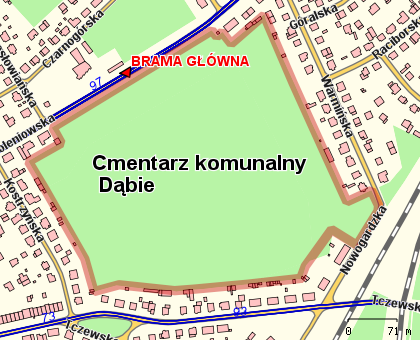 mapka cmentarza Dąbie