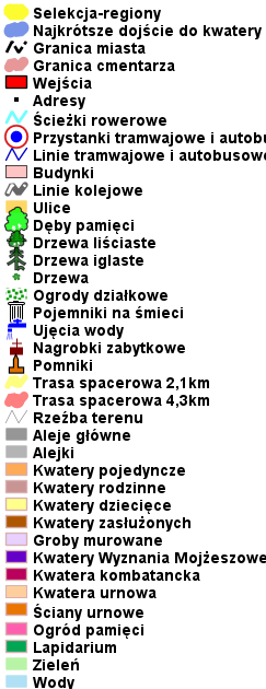 Legenda do mapki cmentarza