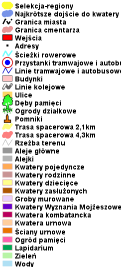 Legenda do mapki cmentarza