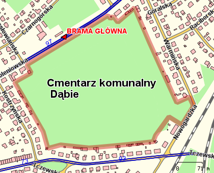 mapka cmentarza Dbie