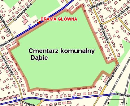 mapka cmentarza Dbie