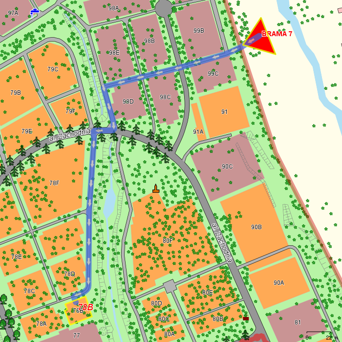 doj�cie do kwatery od wskazanej bramy