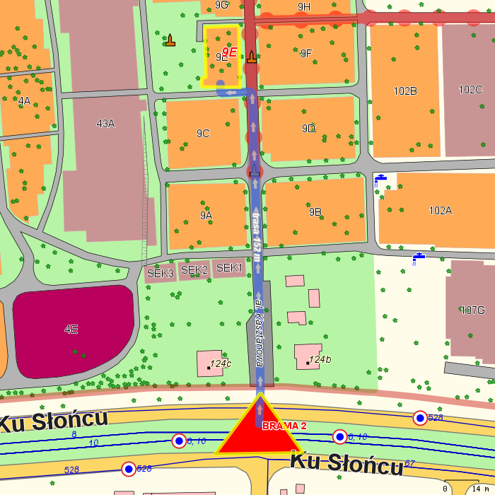 dojcie do kwatery od wskazanej bramy