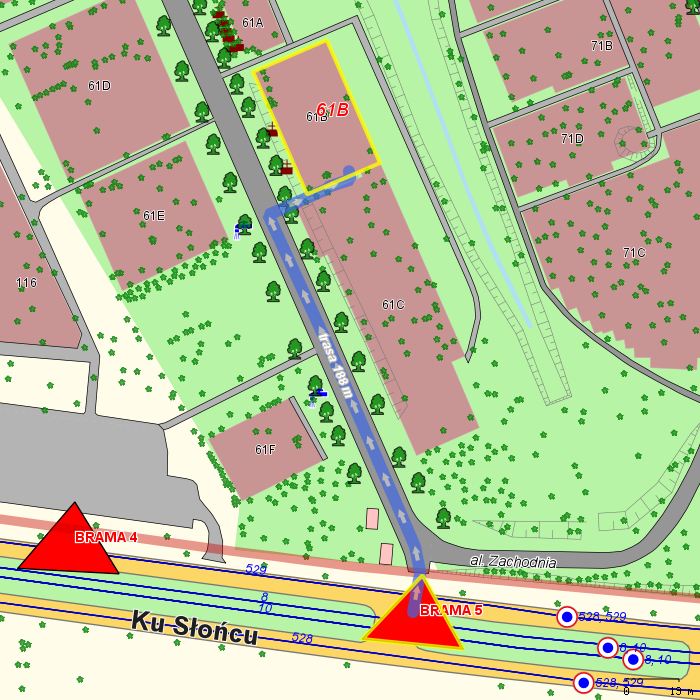 doj�cie do kwatery od wskazanej bramy