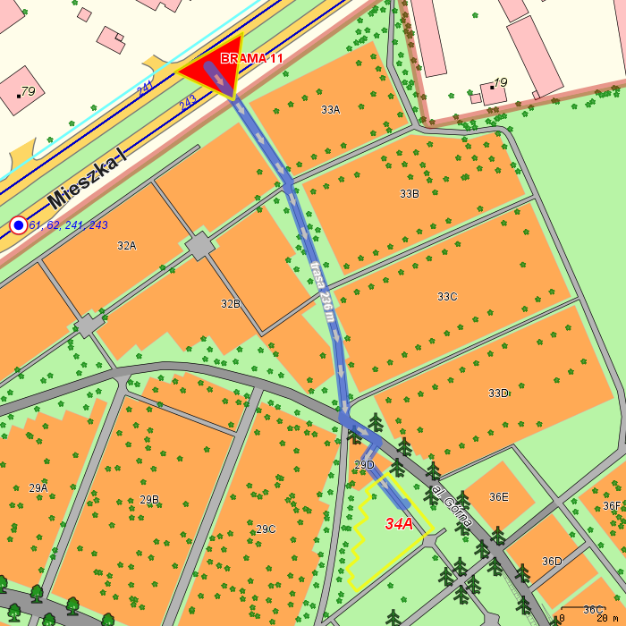 dojcie do kwatery od wskazanej bramy